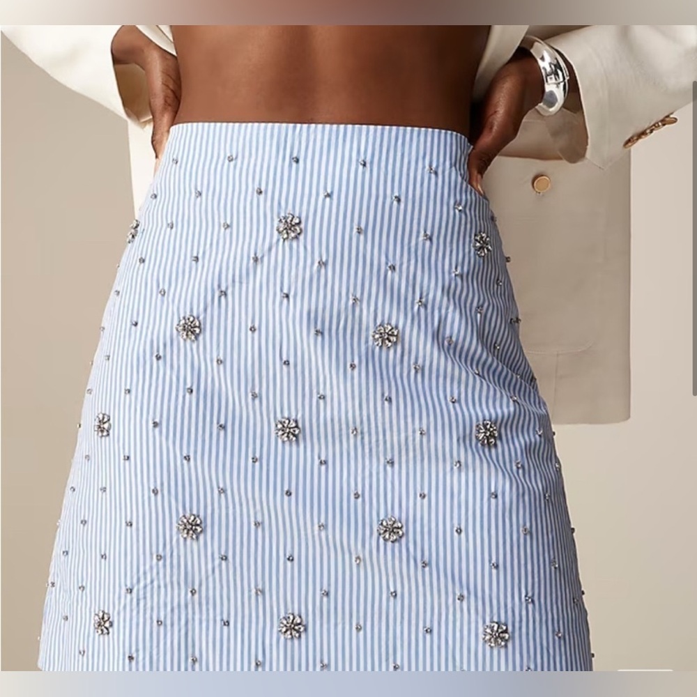 JCREW COLLECTION Embellished Striped Mini Skirt🩵🐚